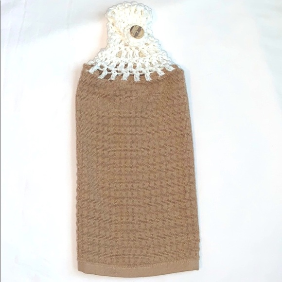 Hand Crafted Two Crocheted Top Hanging Kitchen or Bathroom Hand Towels - Picture 3 of 5